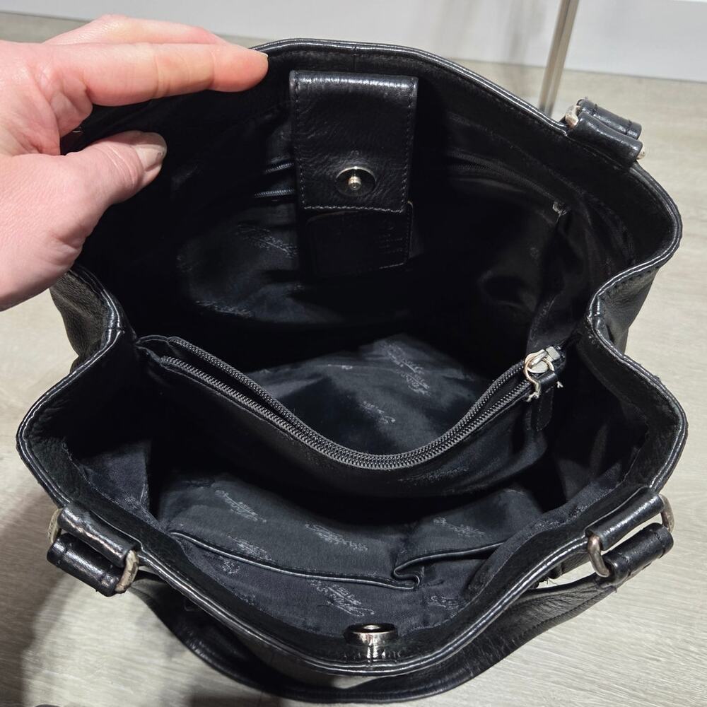 Fossil Black Pebbled Leather Vintage Handbag Shoulder Bag Purse Tote Bag - Picture 10 of 14